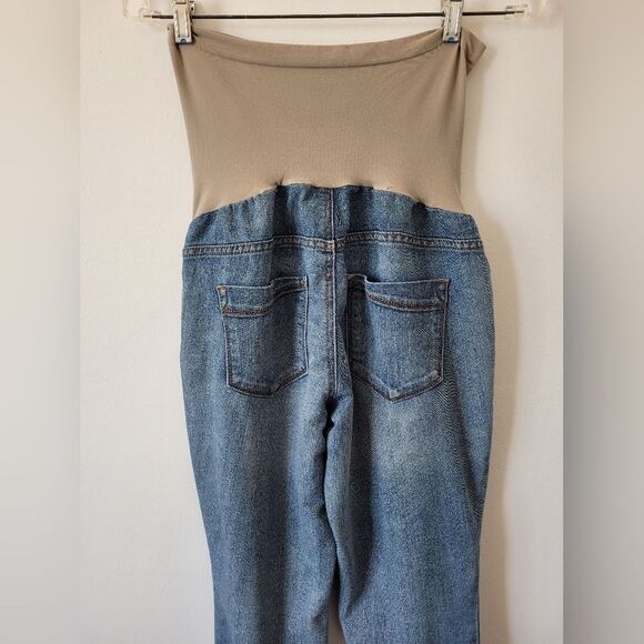 Indigo Blue Maternity Jeans Light Wash Denim Full Panel Stretch High Waist Small - Picture 5 of 6
